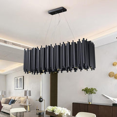 Natasha Modern Classic Black Rectangle Long Chandelier  W 32"/40"