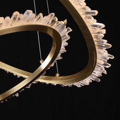 Modern (16+24+31.5+40) Inch 4 Rings Quartz Crystal Chandelier Modern Suspended Hanging Light