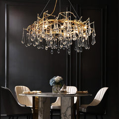 Branch Round Long Teardrop Crystal Chandelier