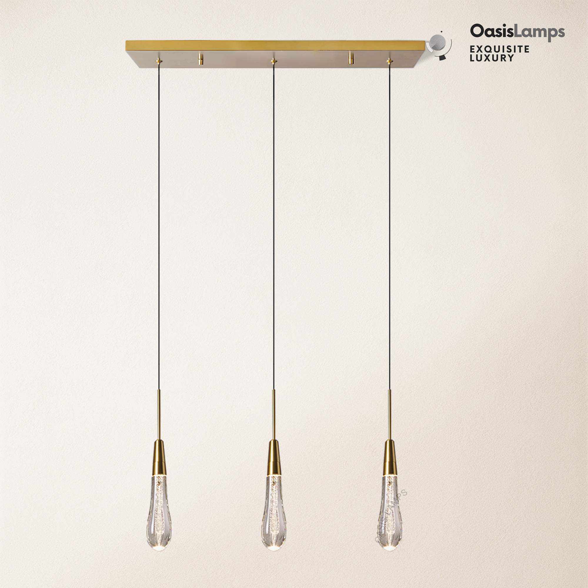 Elara Solitaires Linear Crystal Chandelier 22'' 35''W#color_brass,size_22"-3 lights