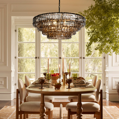 Art Glass Ghiaccio Round Chandelier 36" 48"