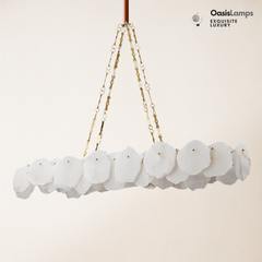 Moira Alabaster Marble Modern Snowflake Linear Chandelier with Chain
#Size_L60"(150CM),Color_Brass