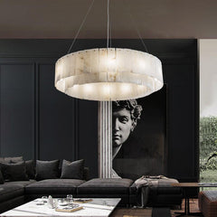 Sawyer Alabaster Flake 2 tier Round Art Chandelier