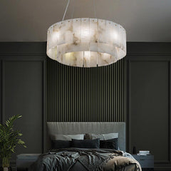 Sawyer Alabaster Flake 2 tier Round Art Chandelier