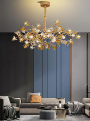 Flora Aosta Brass Glass Flower Chandelier 23.6" 31.5" 39"