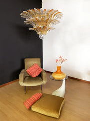 Beautifully Murano Palmette Amber Transparent Chandelier 39"