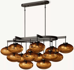 Cabrette Amber Glass Linear Chandelier 54"