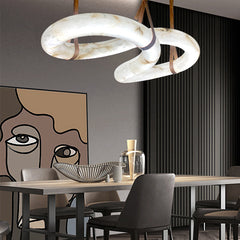 Designer Symmetrical Contemporary Nordic Alabaster Chandelier