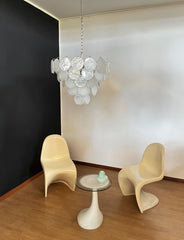 Elegant White Murano Disc Chandelier 27.6"