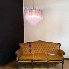 Fantastic Murano Amethyst Glass Tube Chandelier 22.8"
