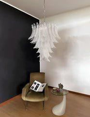 Gorgeous Murano Felci Transparent Glass Chandelier 33.5"