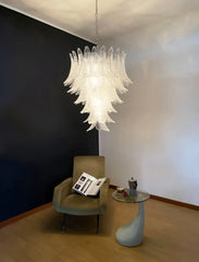 Gorgeous Murano Felci Transparent Glass Chandelier 33.5"