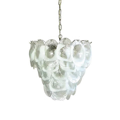 Mazzega Murano Transparent White Glasses Chandelier 20.5"