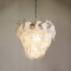 Mazzega Murano Transparent White Glasses Chandelier 20.5"