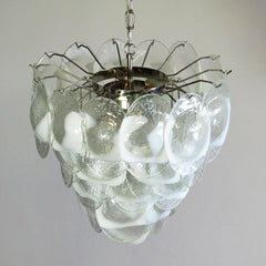 Mazzega Murano Transparent White Glasses Chandelier 20.5"
