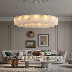 Sawyer Alabaster Flake 2 tier Round Art Chandelier