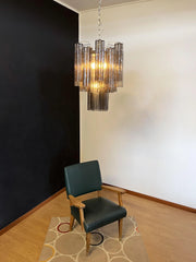 Fantastic Smoked Murano Glass Tube Chandelier 19.7"