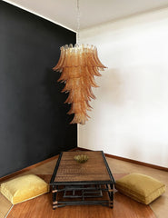 Murano Amber Felch Spiral Chandelier 27.5"