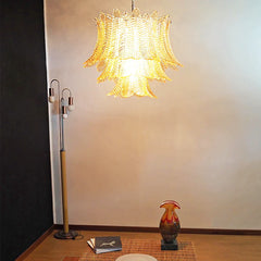 Murano Amber Ferns Glass Chandelier 31.5"