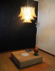 Murano Amber Ferns Glass Chandelier 31.5"