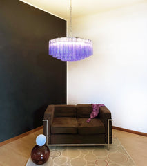 Murano Large Amethyst Glass Tube Chandelier 32.3"