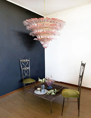 Murano Palmette Glass Pink Chandelier 45.3"