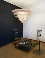 Murano Palmette Glass Pink Chandelier 45.3"