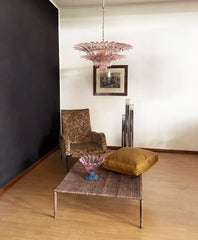 Murano Palmette Pink Chandelier 34"