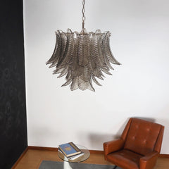 Murano Smoked Ferns Glass Chandelier 31.5"