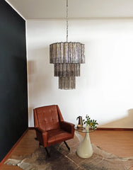 Murano Smoked Glass Tube Chandelier 25.6"