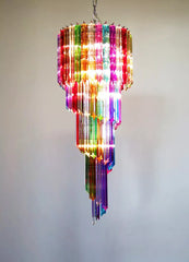 Murano Spiral Multicolor Prism Glass Chandelier