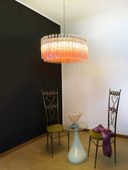 Murano Triedri Round Prisms Pink Chandelier 29.5"