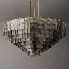 Sirens Amber Glass Round Chandelier 52"