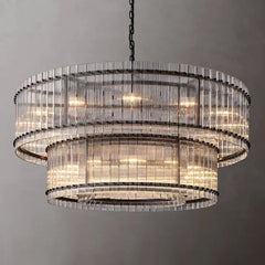 San Marco Handmade Glass 2-Tier Round Chandelier 60"