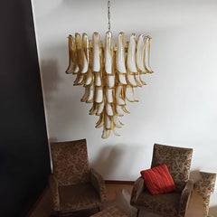 Vintage Murano Caramel Glass Petals Chandelier 31.5"