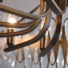 Black Modern Crystal Round Chandelier D 32"