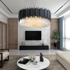 Natasha Modern Classic Black Crystal Round Chandelier 24"/ 32"/40"