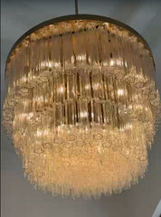 Ciel Glass Round Chandelier 3-Tired  and Single tier 36" 48"