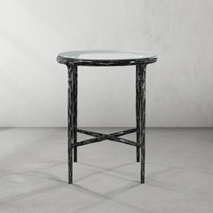Thaddeus Glass Round Side Table 18" 22"