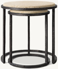 Salvador Stone Round Nesting Side Tables