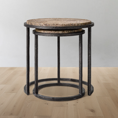 Salvador Stone Round Nesting Side Tables