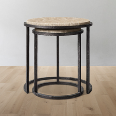 Salvador Stone Round Nesting Side Tables