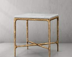 Thaddeus Marble Square Side Table 18" - BRASS