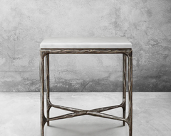 Thaddeus Marble Square Side Table 18" - BRASS