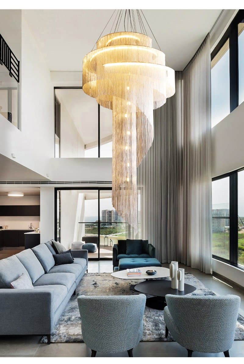 Alisa Luxury Aluminum Chain Tassel Ring Multilayer Chandelier 47'' 59'' 67''H