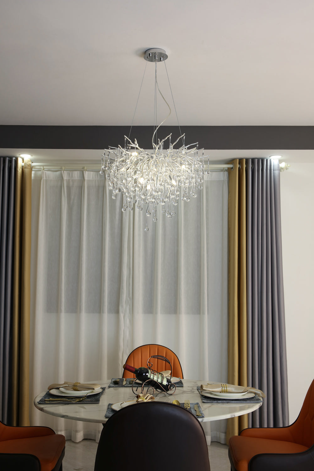 Tree Crystal Chandelier,Silver 23.62" D