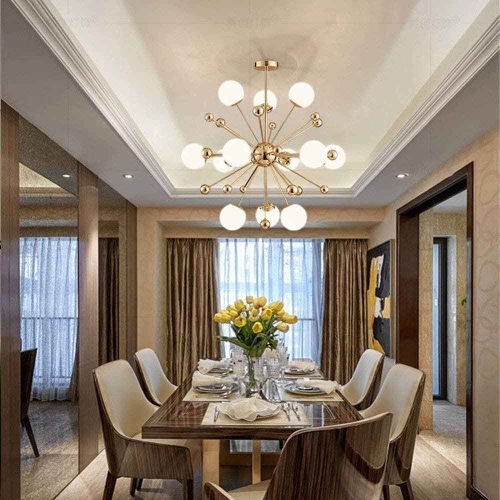 12-lights Gold Lamp Body White Lampshade Chandelier