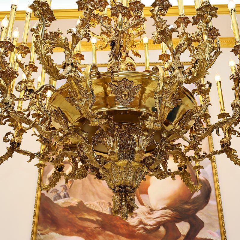 Traditional 69X89 Inch 57 Lights Oversized Baroque Style Antique Copper Chandelier