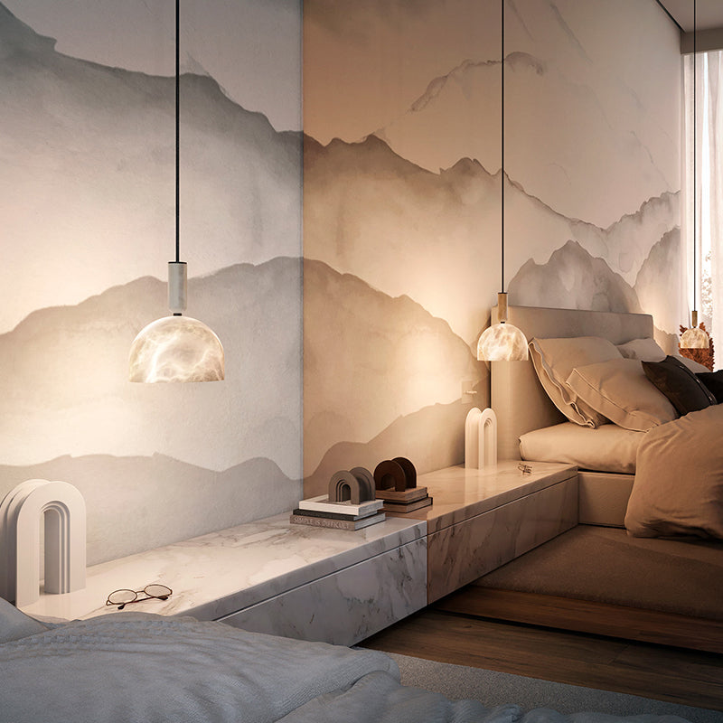 Alex Alabaster Bedside Pendant Light, Bedroom Pendant