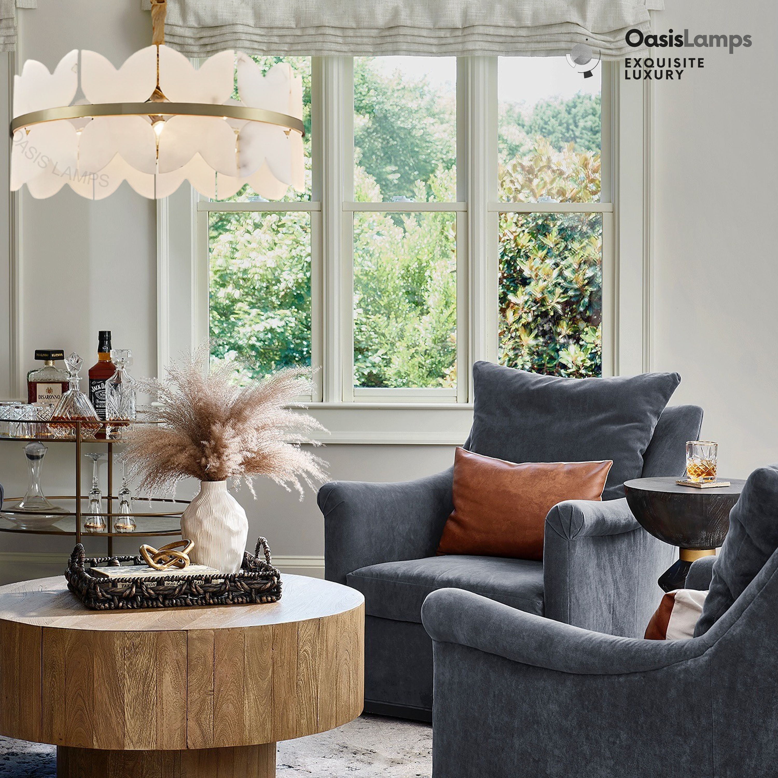Alabaster Cloudscape Brass 1-Layer Chandelier#Colour_Brass